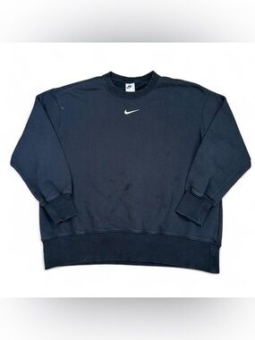 Nike Men’s Black Center Swoosh Crewneck Pullover Sweatshirt Size Small